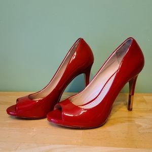 Pour La Victoire Red Patent Peeptoe Heels
